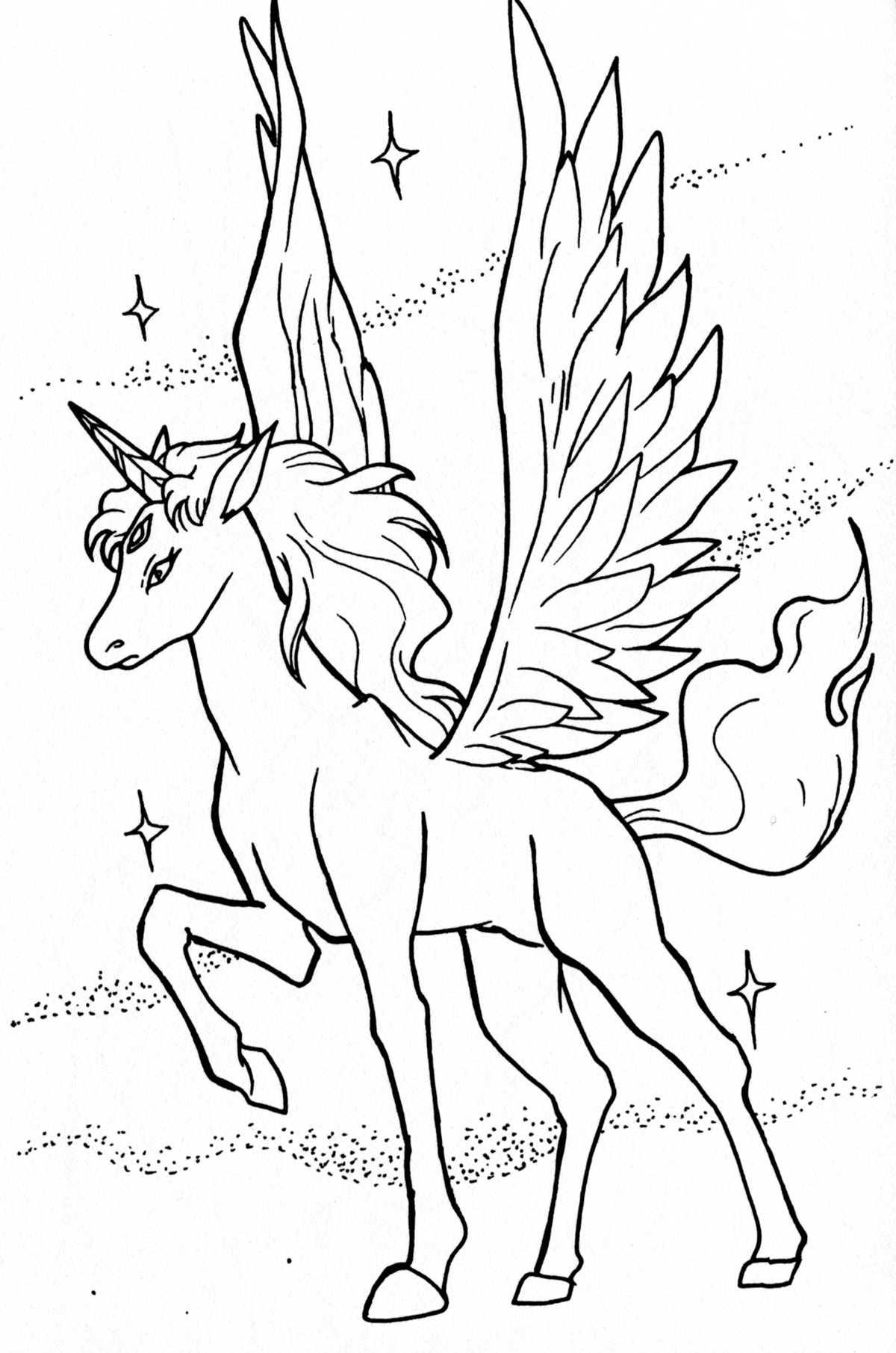 Coloring Pages : Unicorn Coloring Black And Pictures Print ...