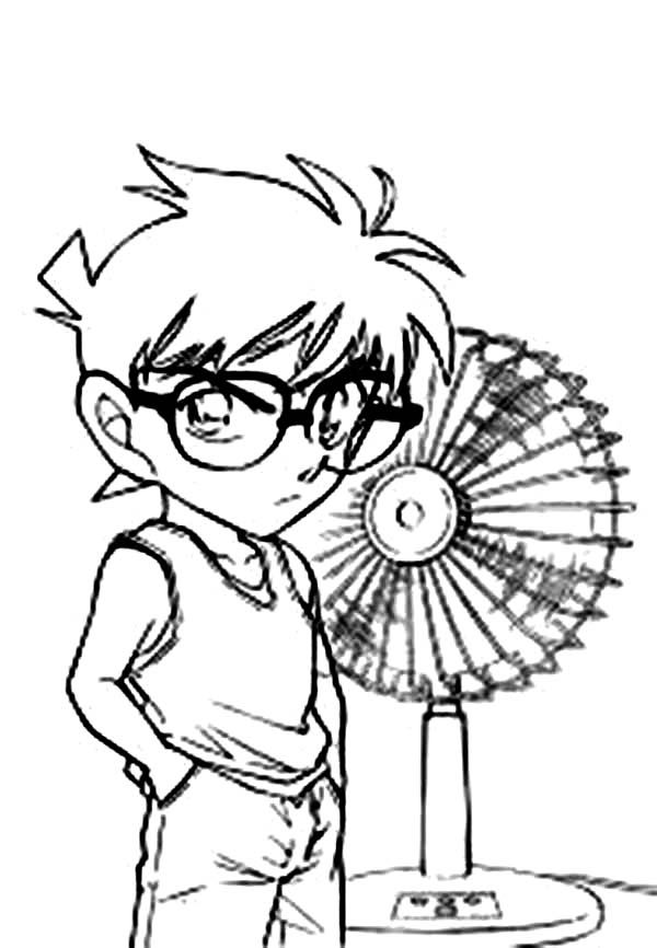 Detective Conan with a Fan Coloring Page | Coloring Sun - Clip Art ...