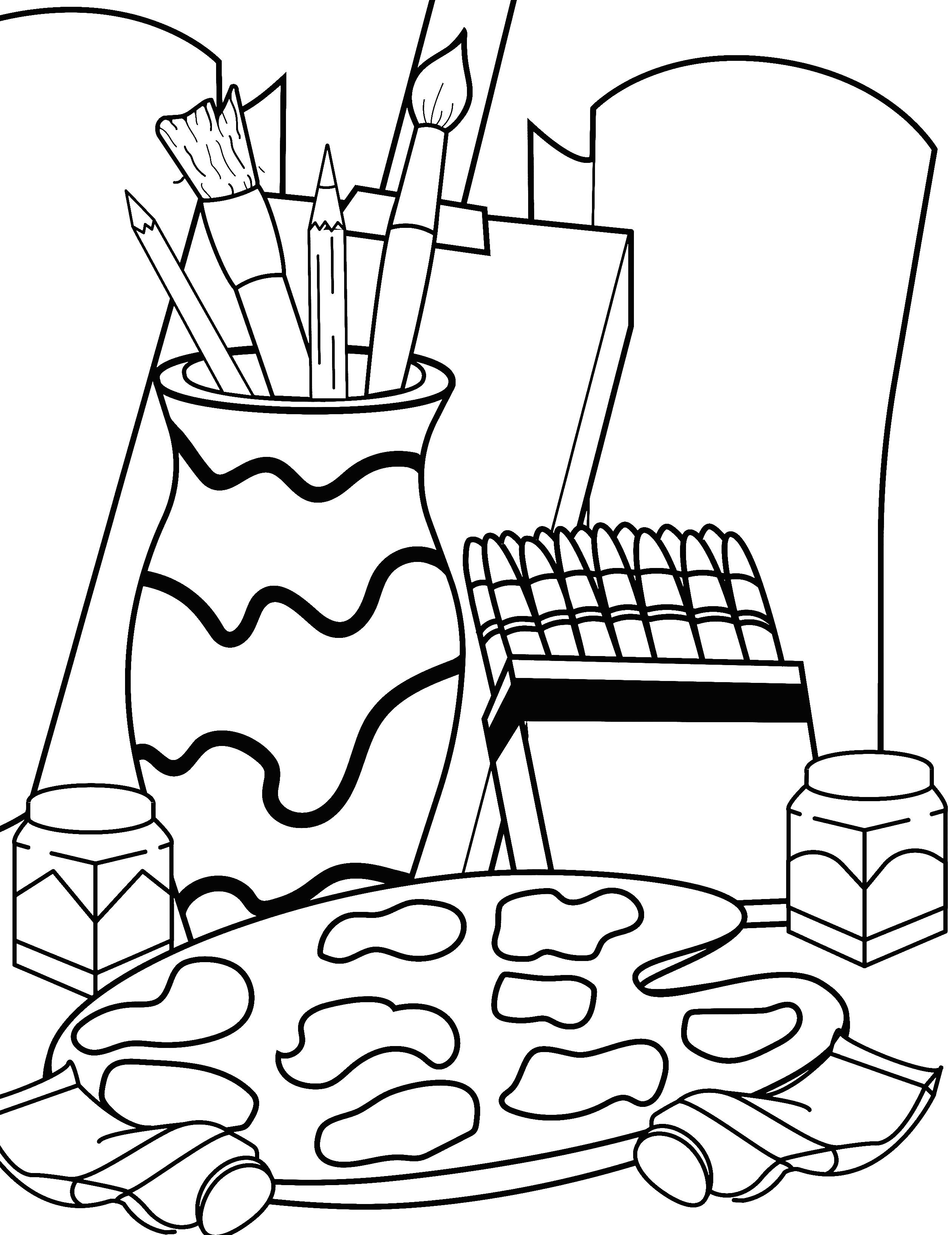 Kitchen, Sewing and Art Supply Coloring Pages