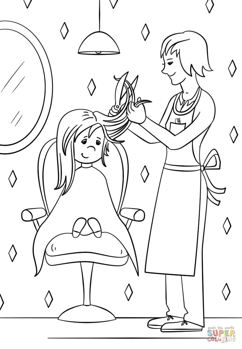 Hairdresser coloring page | Free Printable Coloring Pages