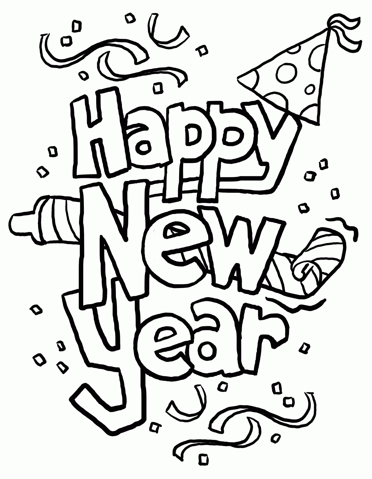 Printable Happy New Year Coloring Page