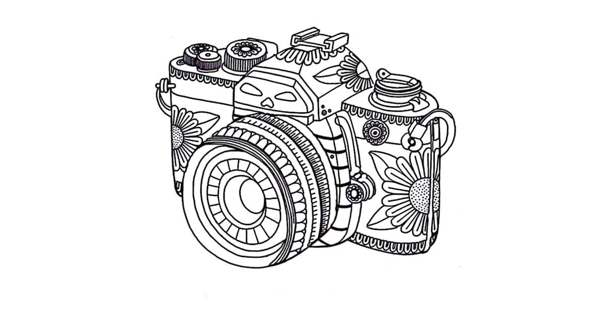 Get the coloring page: Camera | 50 Printable Adult Coloring Pages ...