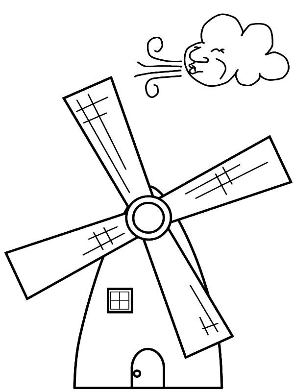 Netherlands Windmills Coloring Pages : Batch Coloring