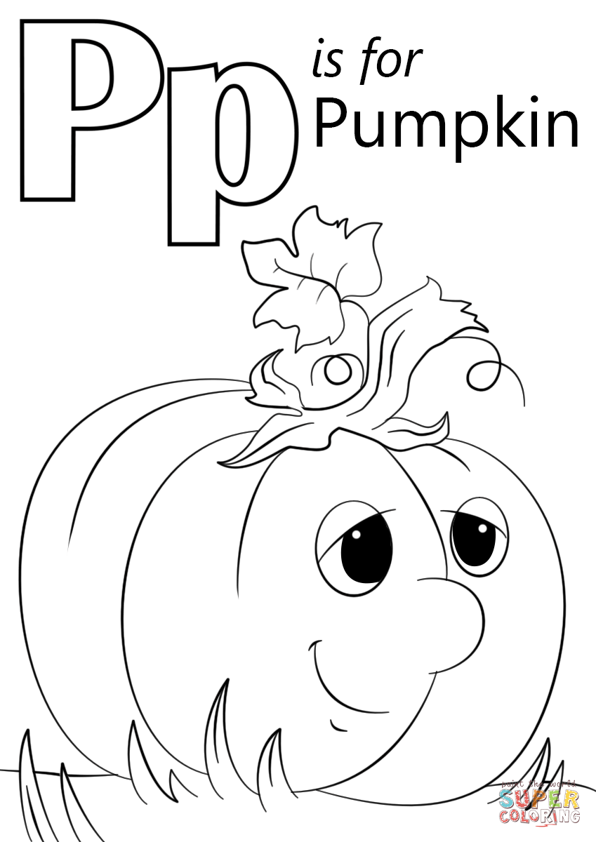 Letter P is for Pumpkin coloring page | Free Printable Coloring Pages