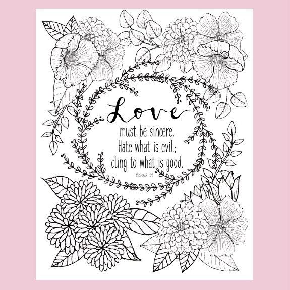 Romans 12:9 Coloring Page, Love Coloring Page, Christian Coloring Page,  Bible Verse Coloring P… | Love coloring pages, Bible verse coloring page,  Christian coloring
