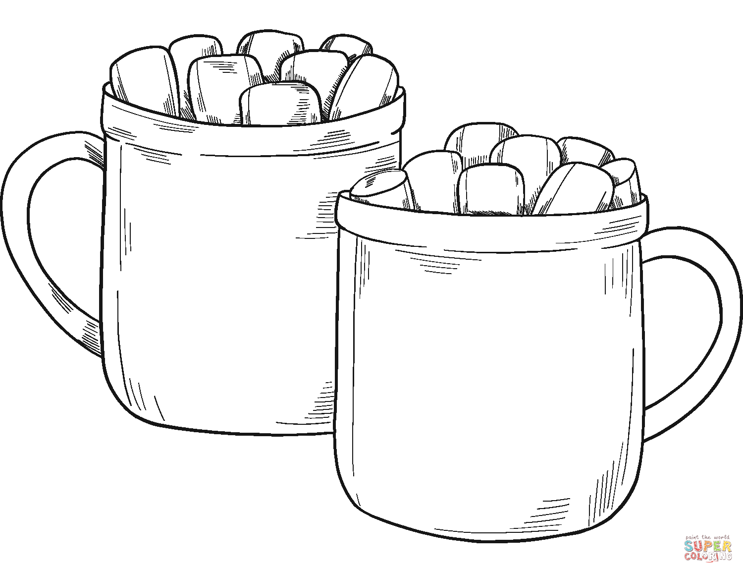 Hot Cocoa Mugs coloring page | Free Printable Coloring Pages