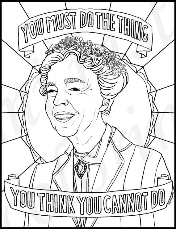 National Women's History Month coloring pages: Eleanor Roosevelt | Feminist  Coloring | Coloring pages, Coloring books, Coloring sheets