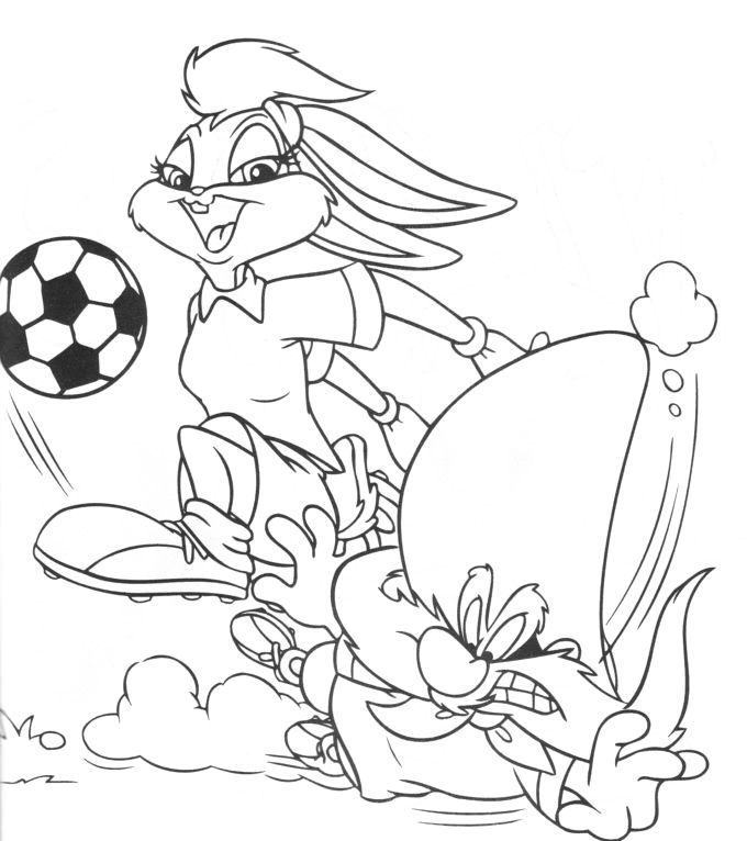 Lola Bunny Playing Football Coloring Pages - Looney Tunes cartoon ...