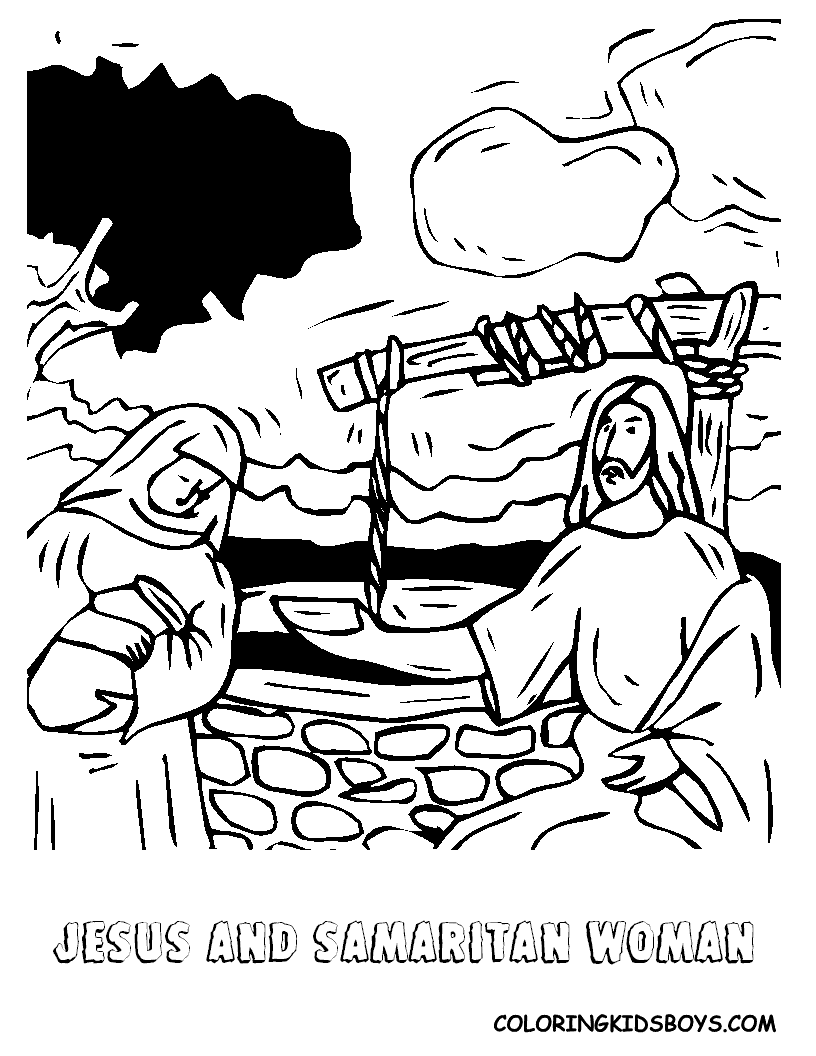 Bible Story Woman At The Well Coloring Pages