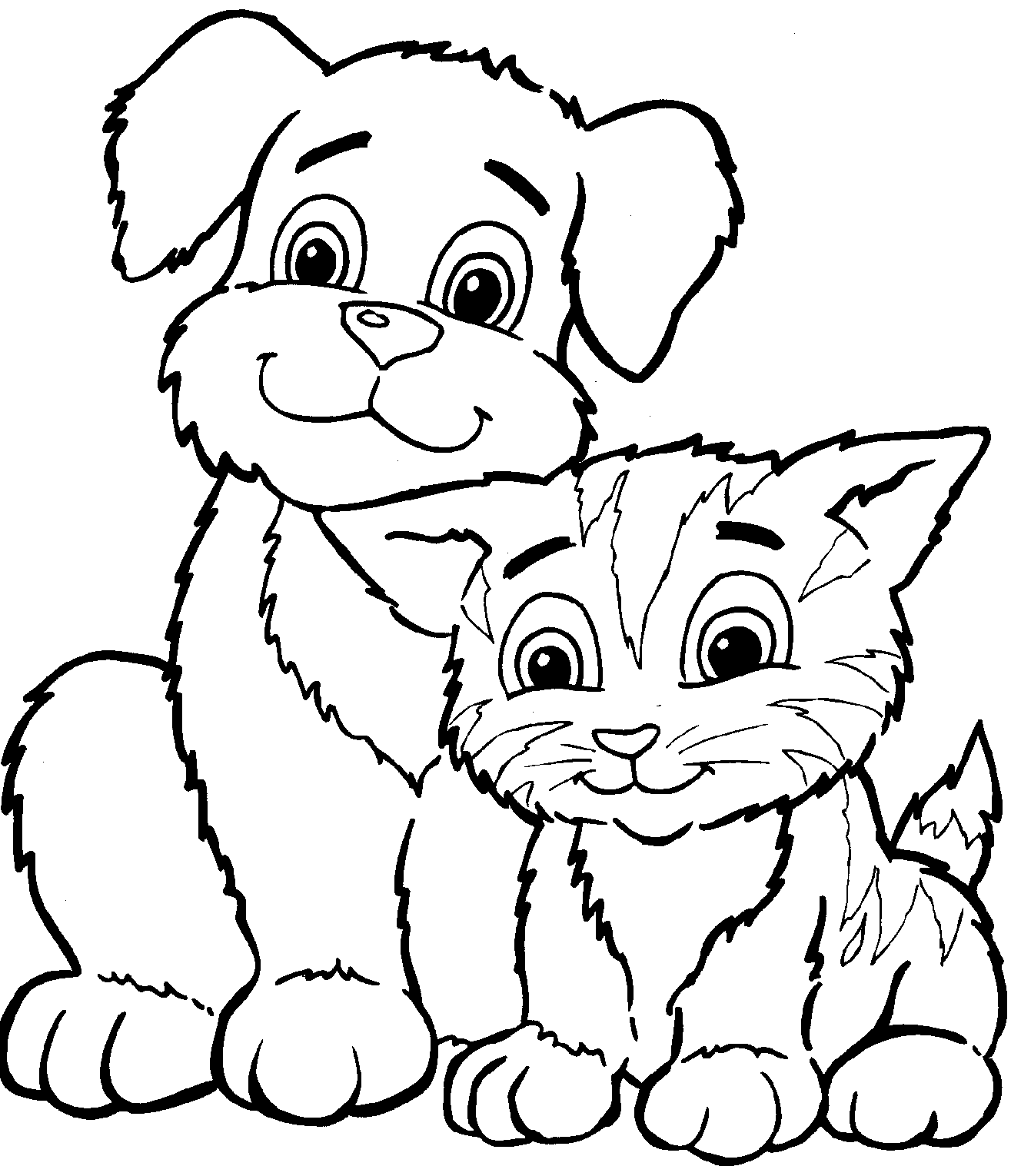 Coloring Pages Of Kittens And Puppies To Print - High Quality ...