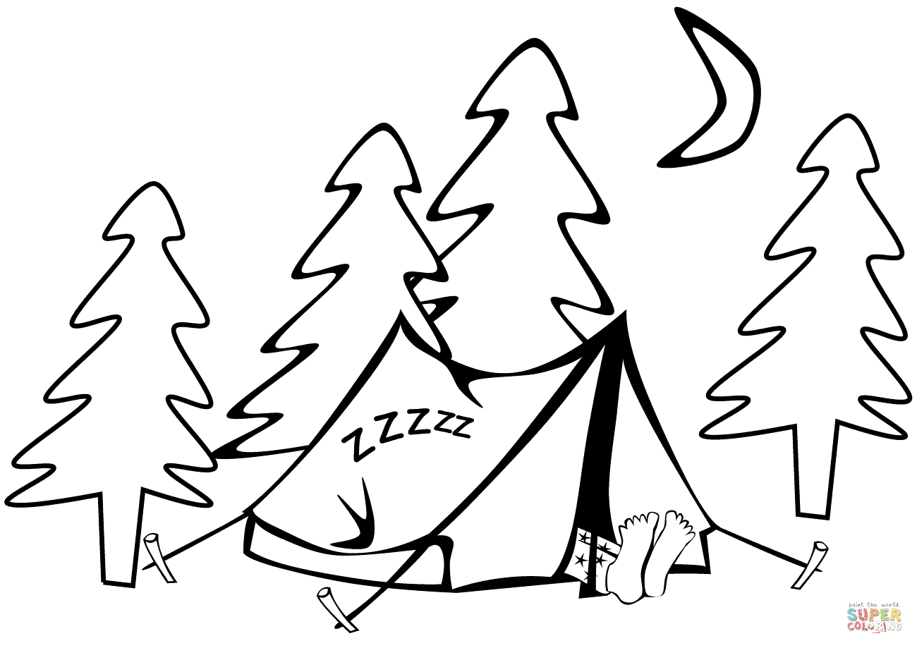 Sleeping in a Tent coloring page | Free Printable Coloring Pages
