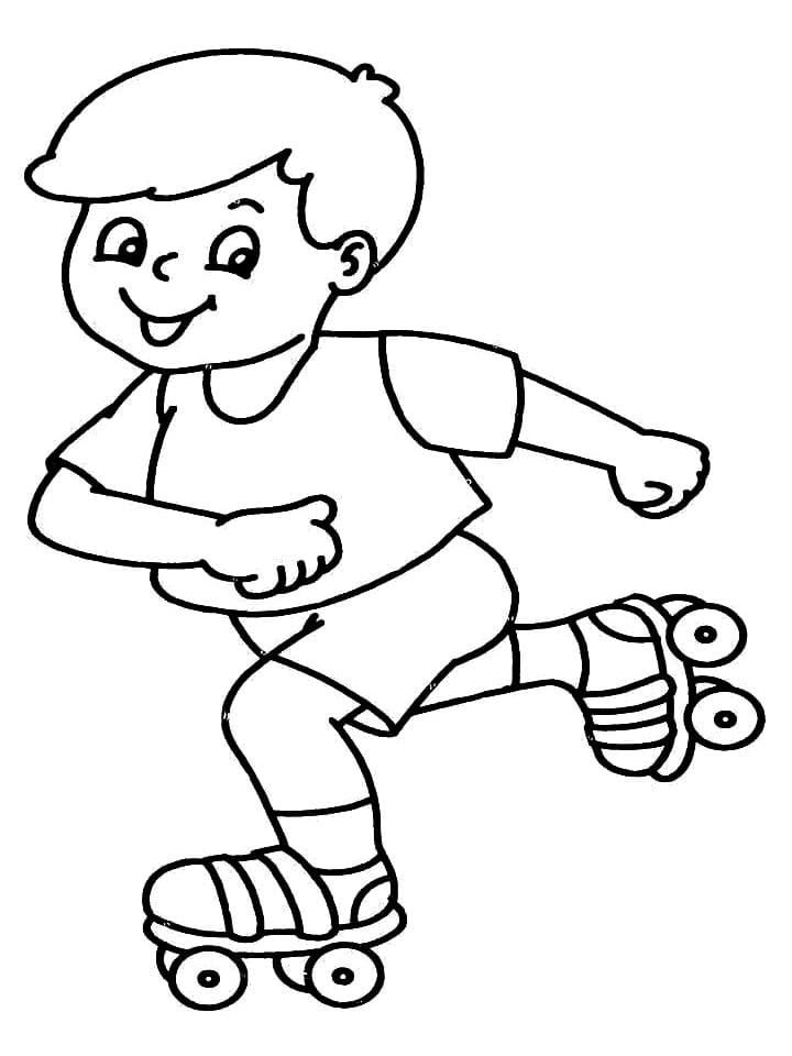 Boy Roller Skate Coloring Page - Free Printable Coloring Pages for Kids