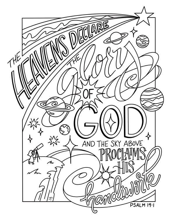 Buy The Heavens Declare Coloring Page / Bible Quote / PDF Online in India -  Etsy