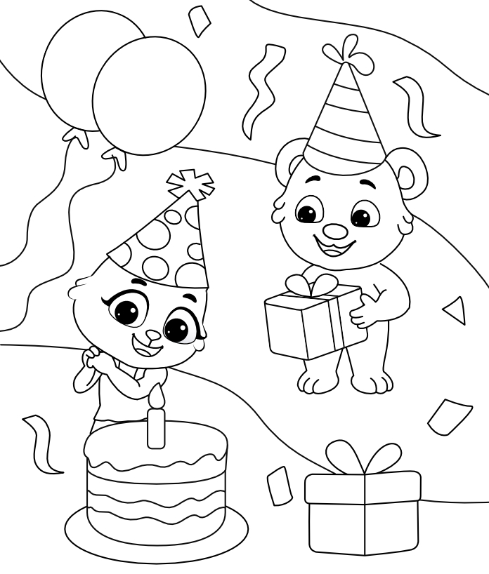 Free Happy Birthday Coloring Card