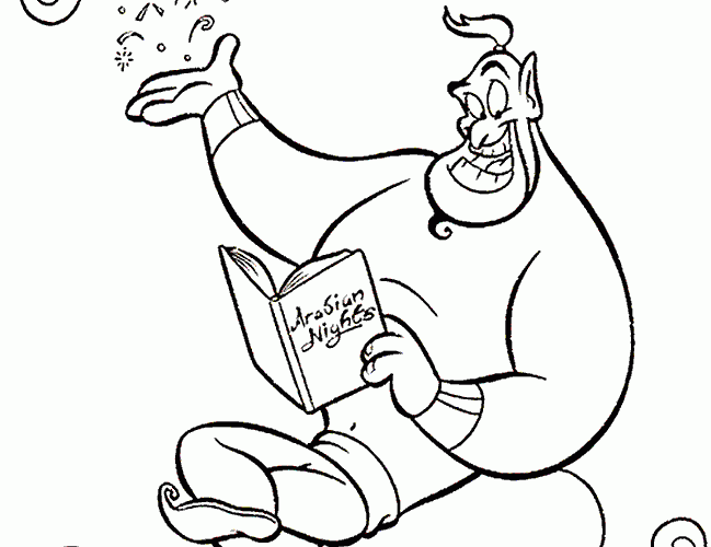 Aladdin Coloring Pages - Genie - Fred's Corner