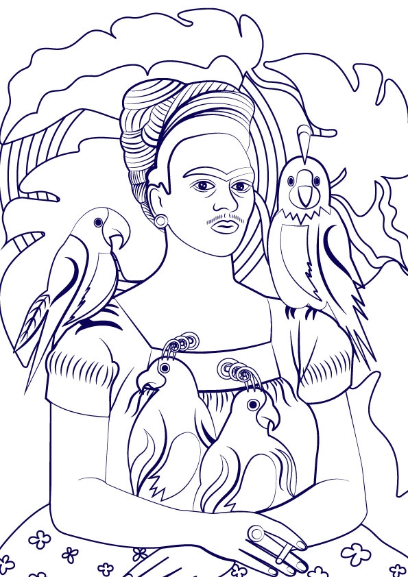 frida kahlo coloring page Archives - Loredana Codau Brand Design