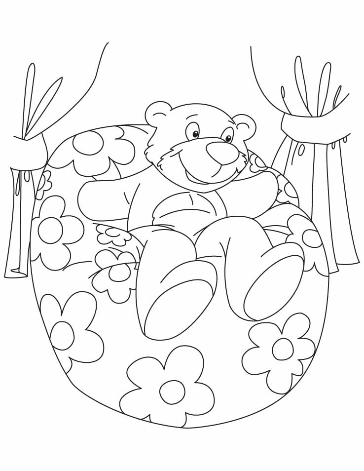 Bear sitting on a bean bag coloring pages | Download Free Bear 