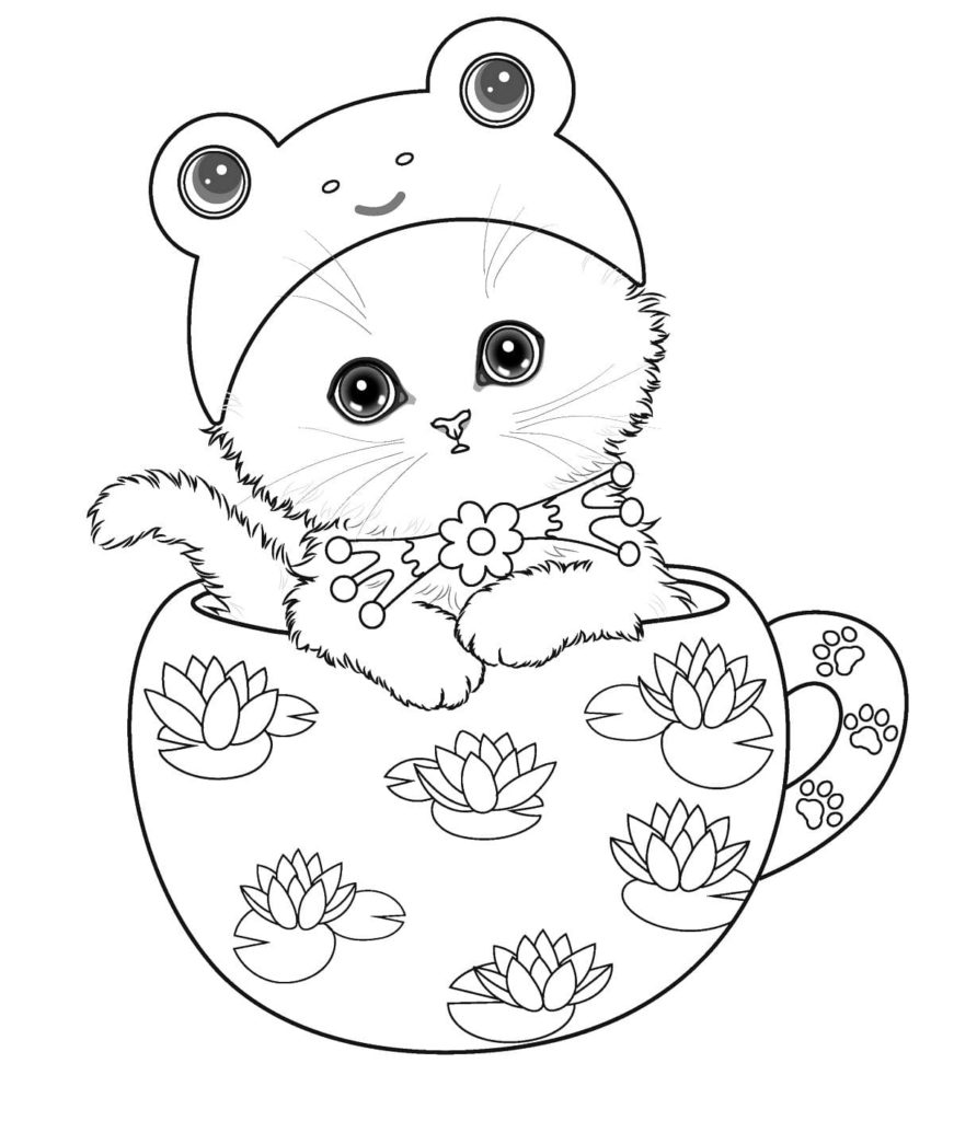 Kitten Coloring pages . 100 Coloring pages for kids
