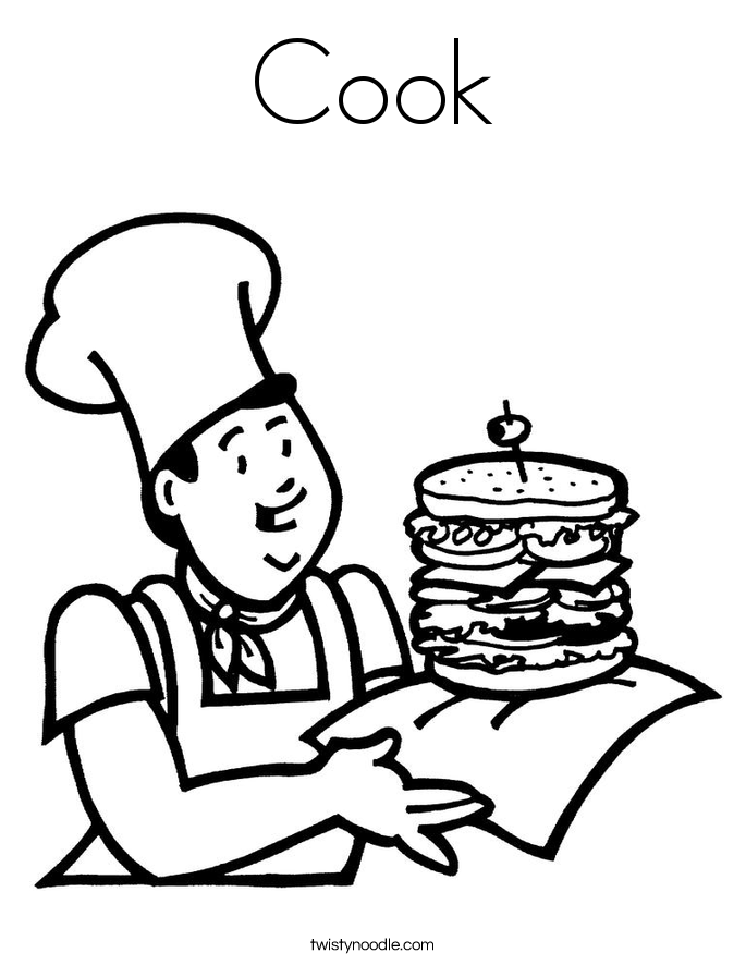 Cook Coloring Page - Twisty Noodle