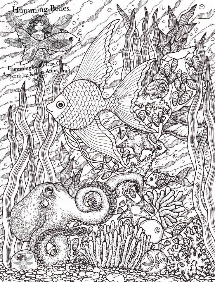 Ocean Scene - Coloring Pages for Kids and for Adults