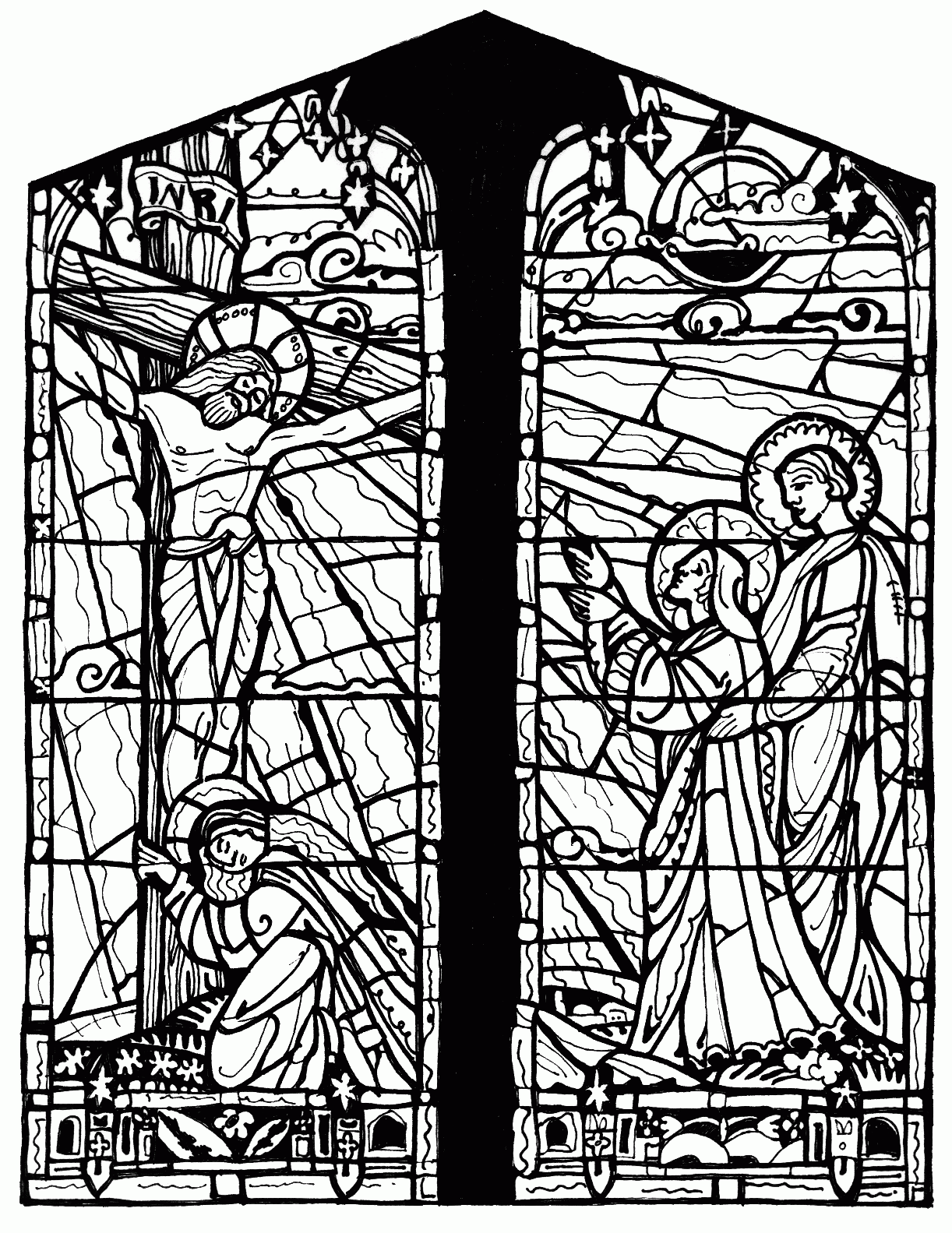 coloring page stained glass design