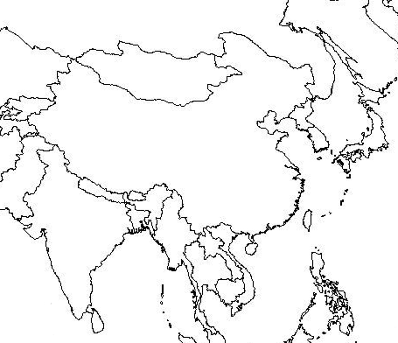 Outline Map Of Asia And Middle East | Asia map, South asia map, East asia  map