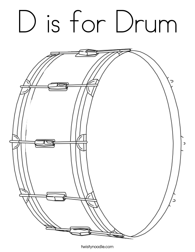 D is for Drum Coloring Page - Twisty Noodle
