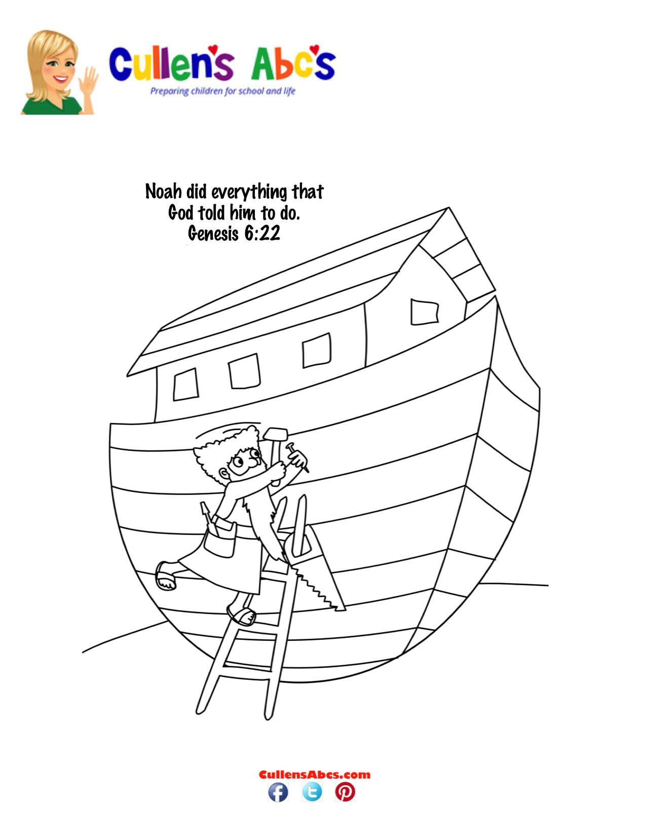 Bible Key Point Coloring Page|Noah Builds The Ark | Christian ...