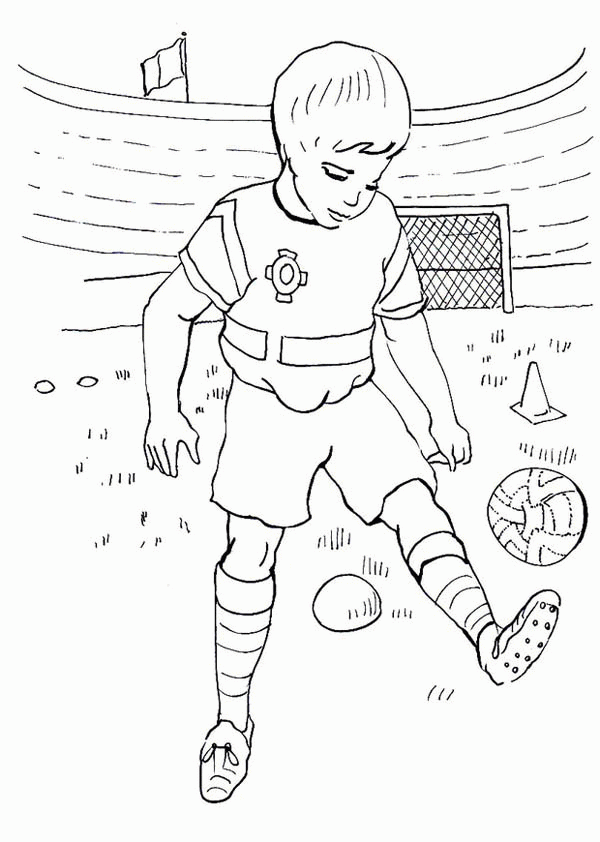 A Boy Practising His Soccer Move in the Stadium Coloring Page ...