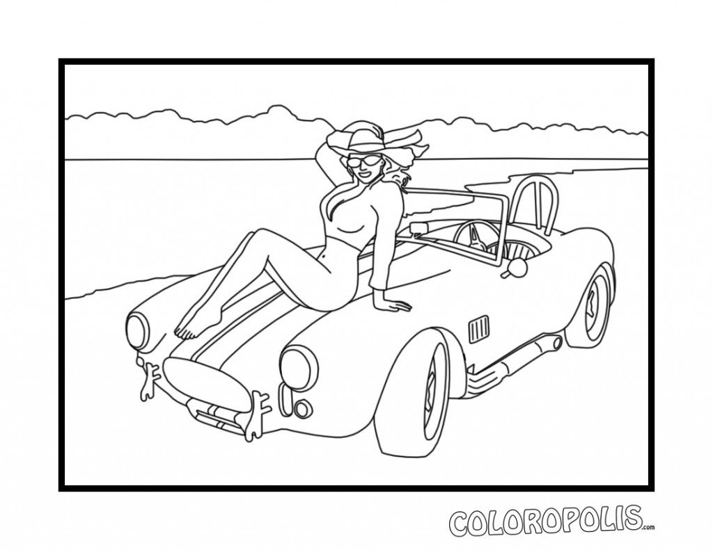 Classic Muscle Car and Girl Coloring Page Coloring Pages For Kids ...