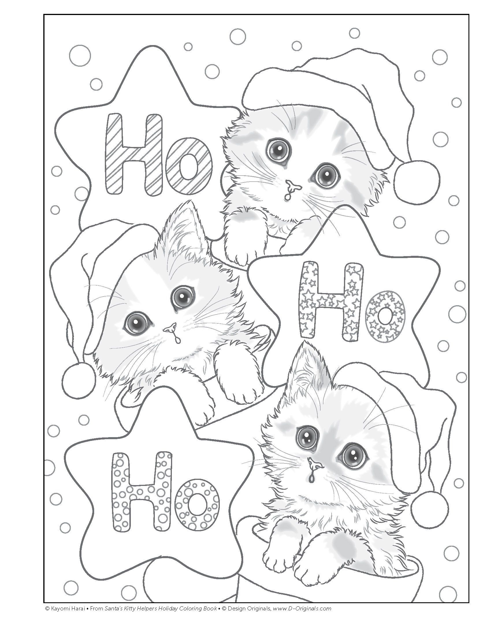 Christmas Cats Coloring Pages - Coloring Home