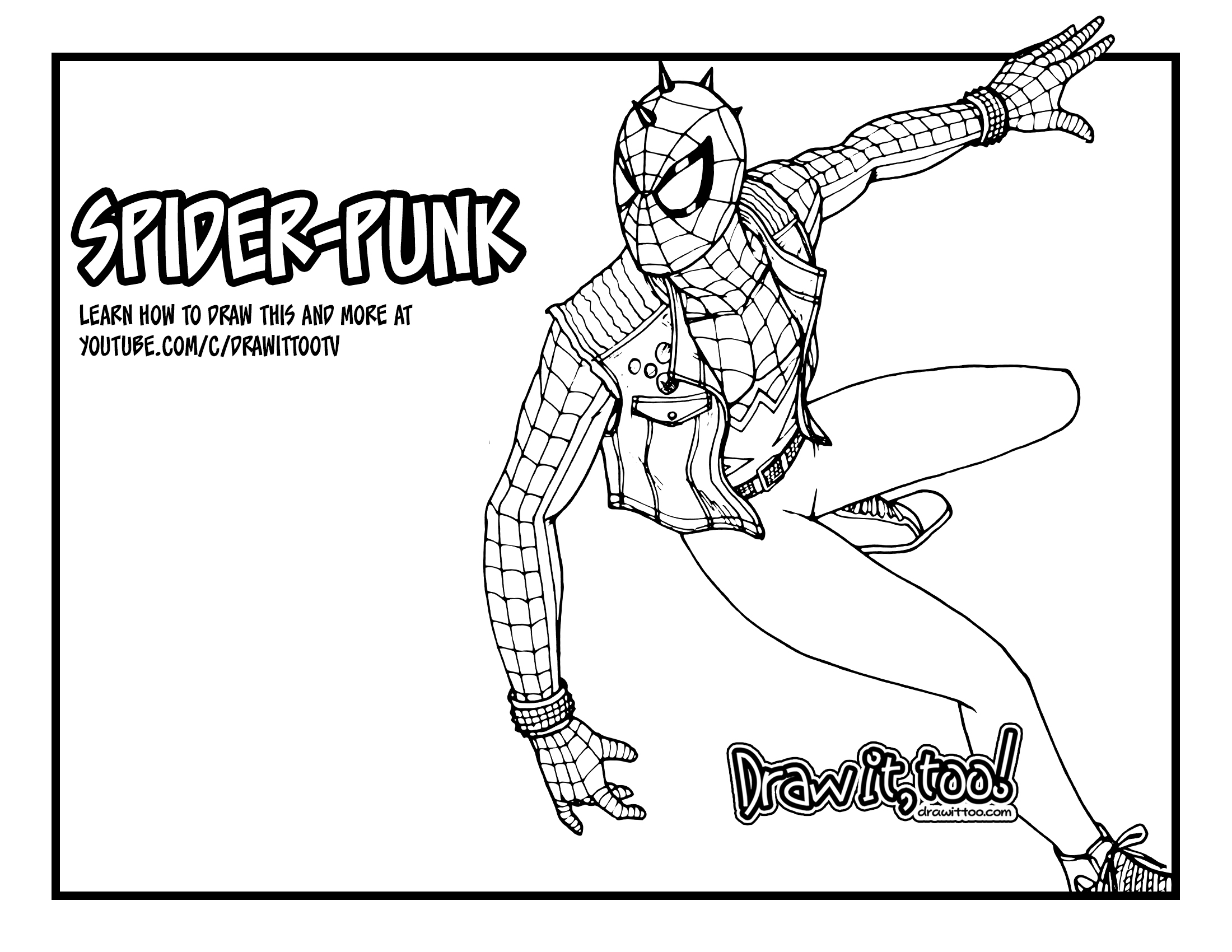 To Draw Spider Punk Man Ps4 Drawing Tutorial Coloring 9th Grade Math Quiz  Toru Kumon Spider