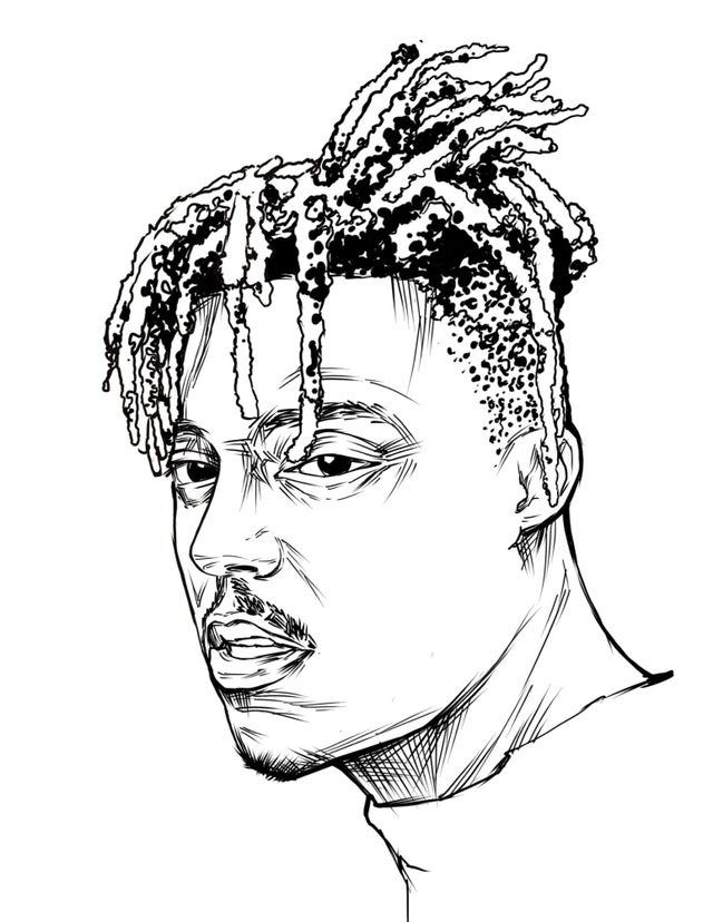 I did a portrait of Juice World and made it on a coloring book :  r/JuiceWRLDFANART