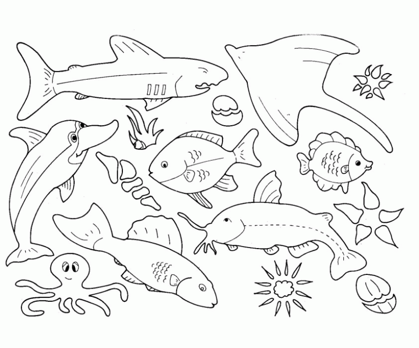 Sea Animals Coloring Pages To Print On Animals With Ocean And Sea ...