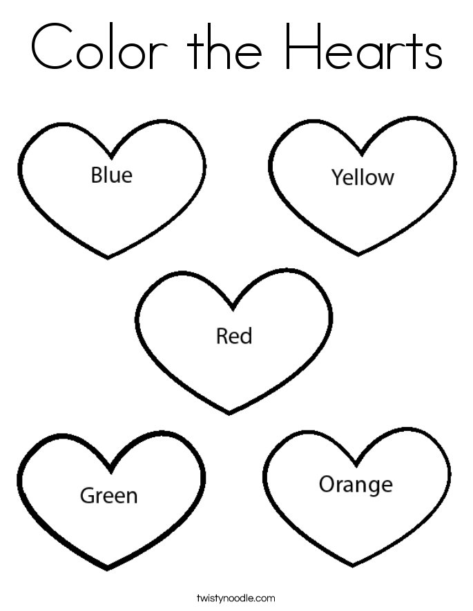 Color the Hearts Coloring Page - Twisty Noodle