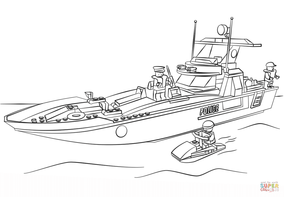 Lego Police Boat coloring page | Free Printable Coloring Pages