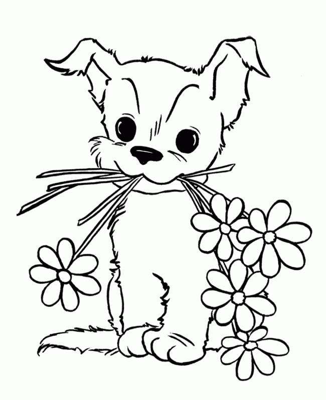 Puppy And Kitten - Coloring Pages for Kids and for Adults
