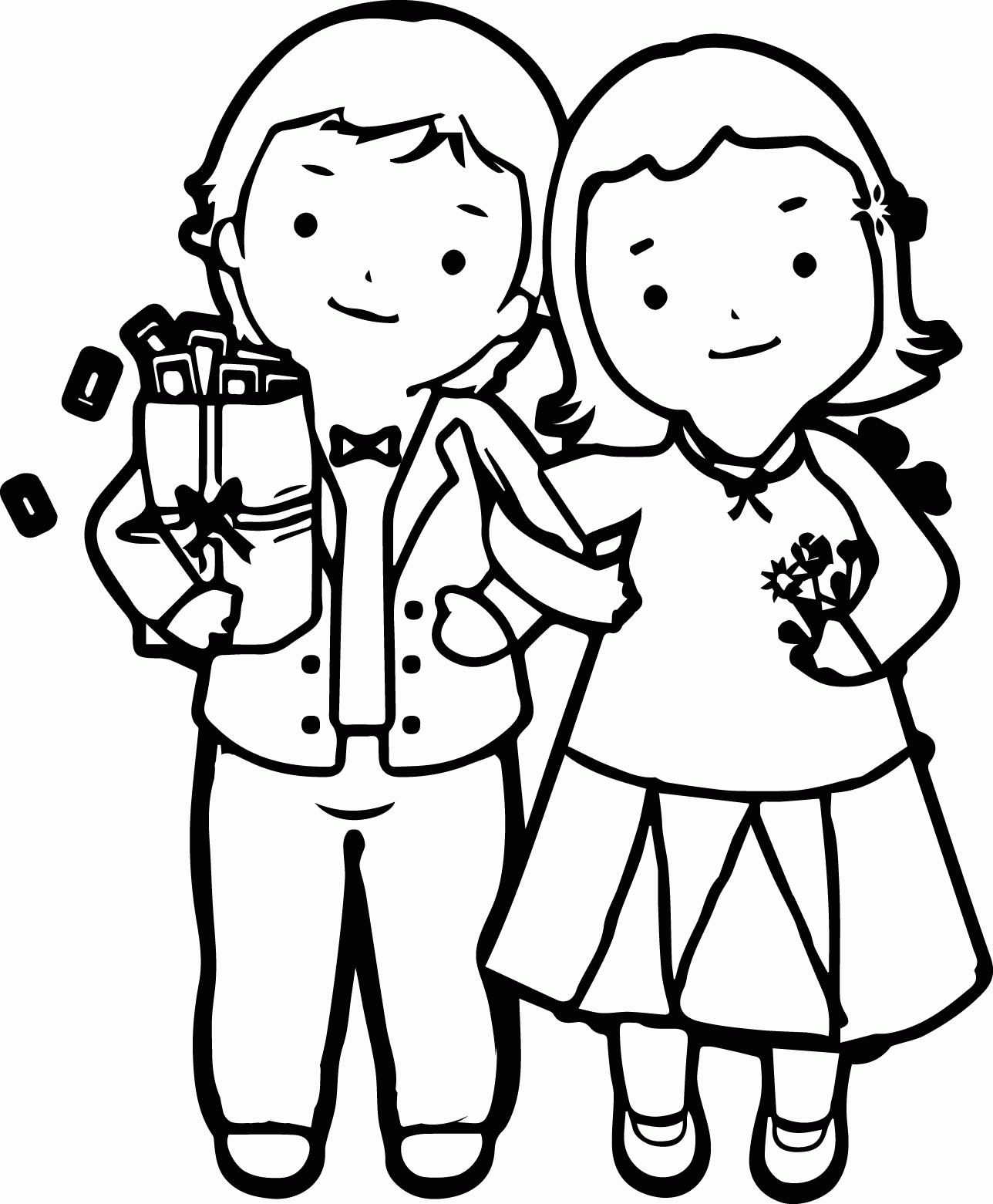 Girl And Boy Coloring Page | Wecoloringpage