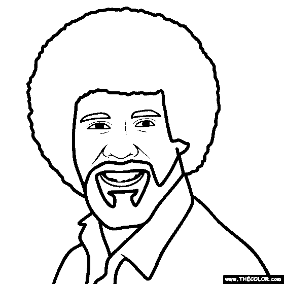 Bob Ross Coloring Page in 2022 | Online coloring pages, Coloring pages,  People coloring pages