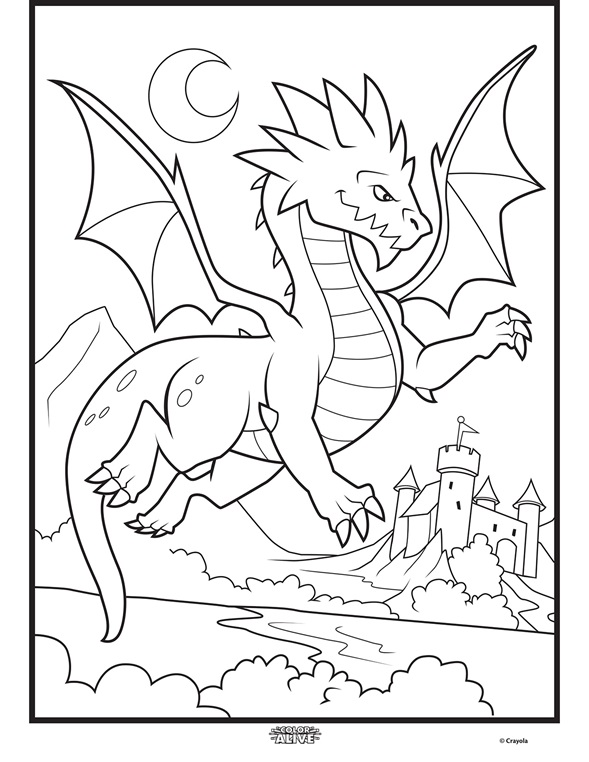 Color Alive Mythical Creatures - Dragon Coloring Page | crayola.com