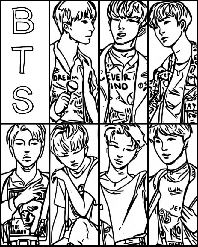 Coloring page BTS : South Korean group 1