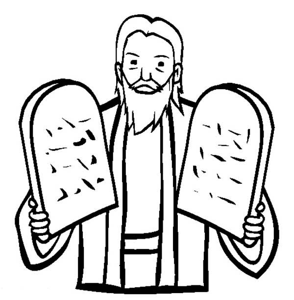 Moses Hold Two Stone Tablet About Ten Commandments Coloring Page Coloring Sun Coloring Pages