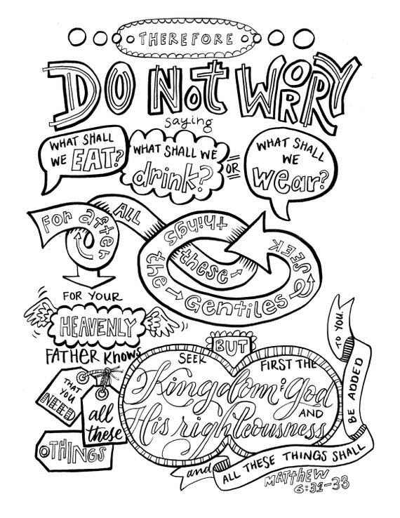 Coloring Page Bible Verse DO NOT WORRY ...etsy.com · In stock