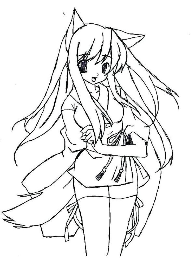 Wolf Girl Coloring Pages   Coloring Home