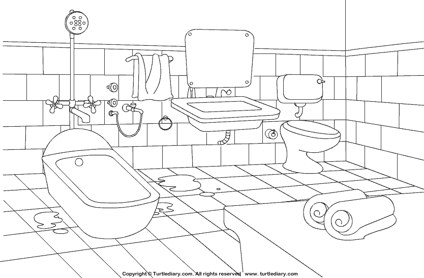 Bathroom Coloring Sheet | Turtle Diary
