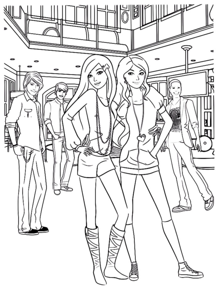 barbie and her friends coloring pages | Kerra