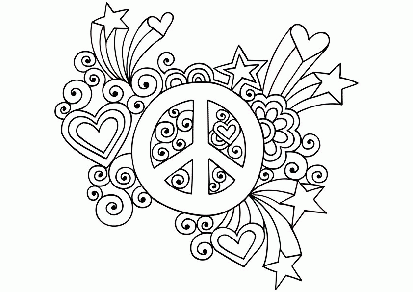 Simple and Attractive Free Printable Peace Sign Coloring Pages