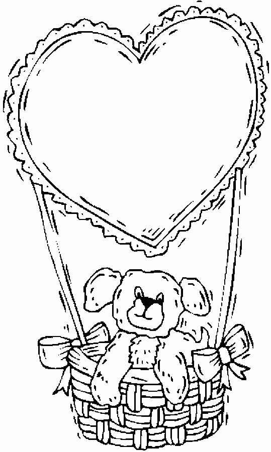 Teddy Bear And Heart Coloring Pages - Coloring Home