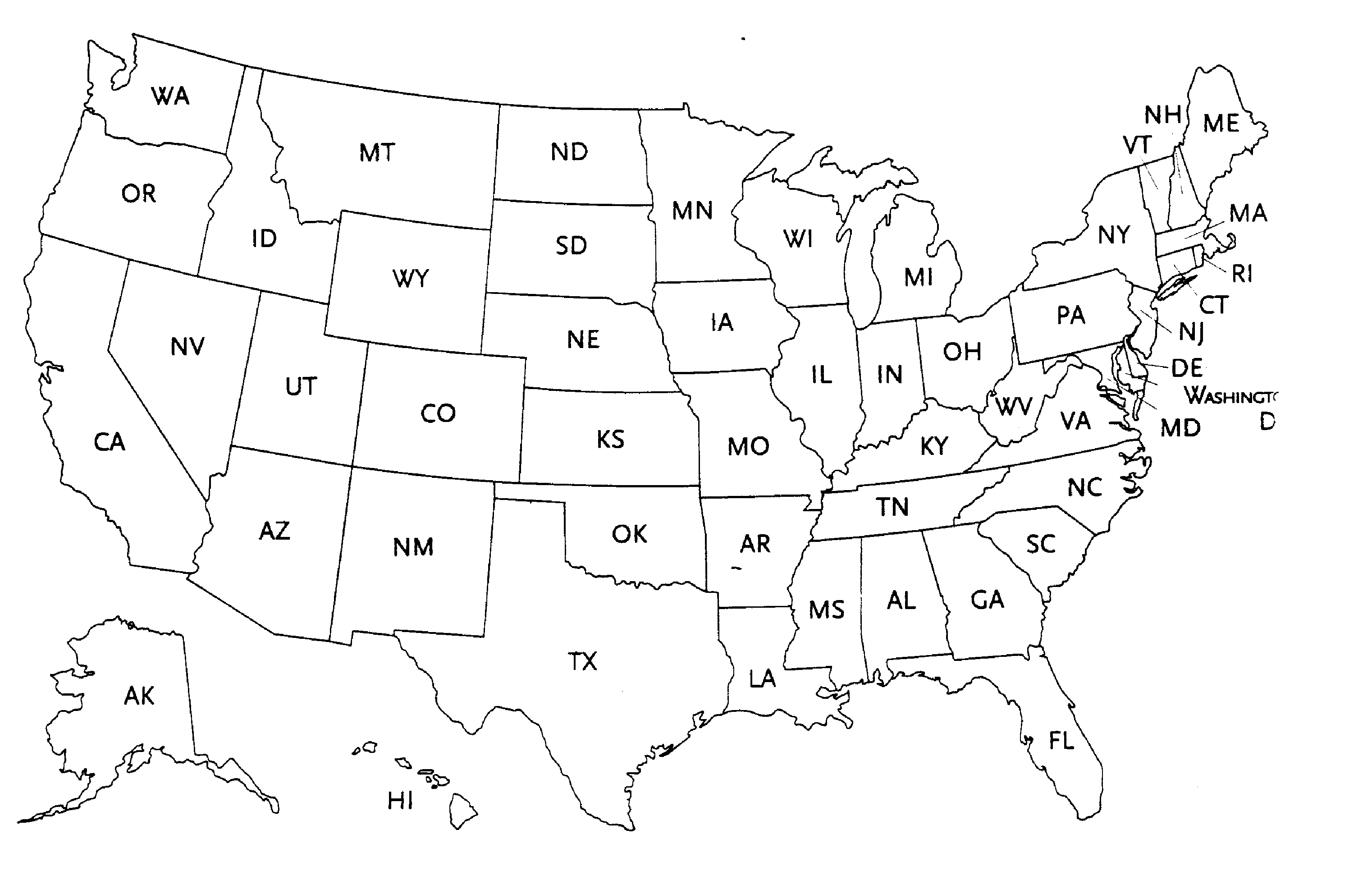 Unlabeled Map Of Usa
