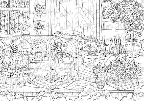 Sweet Summer Day on the Back Patio // Coloring Page Printable - Etsy